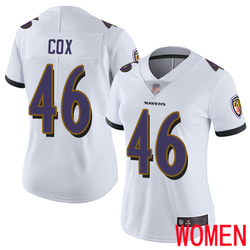 Baltimore Ravens Limited White Women Morgan Cox Road Jersey NFL Football 46 Vapor Untouchable